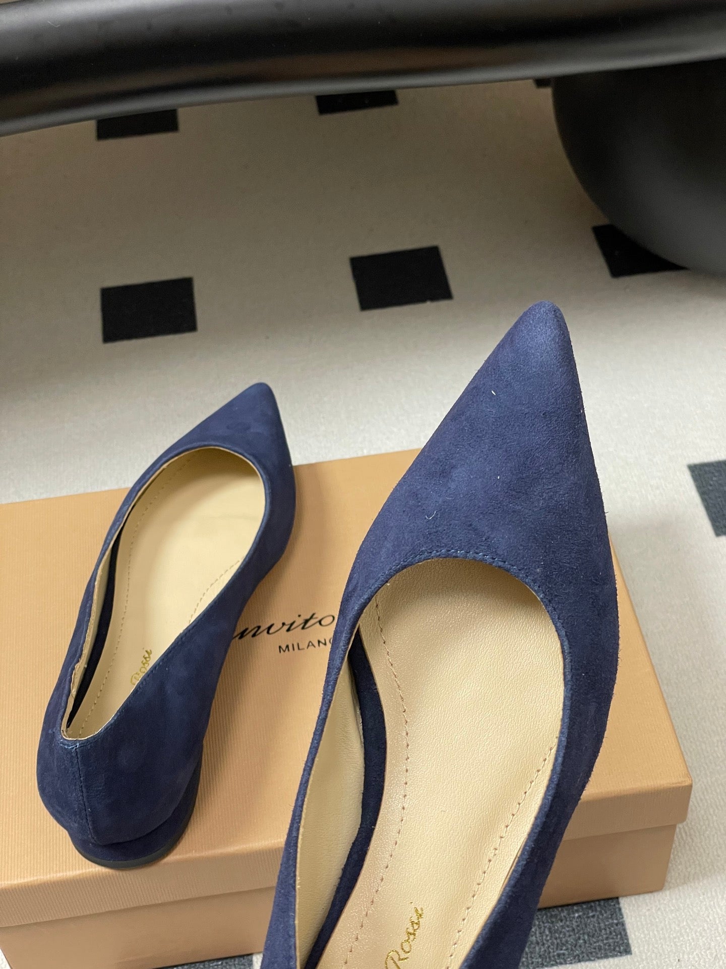 GIANVITO ROSSI 26S FLATS IN NAVY BLUE SUEDE