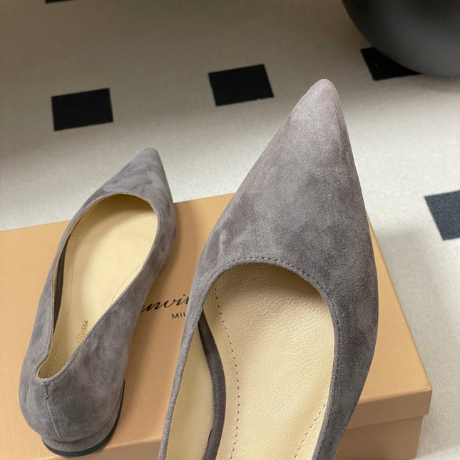 GIANVITO ROSSI 26S FLATS IN GREY SUEDE