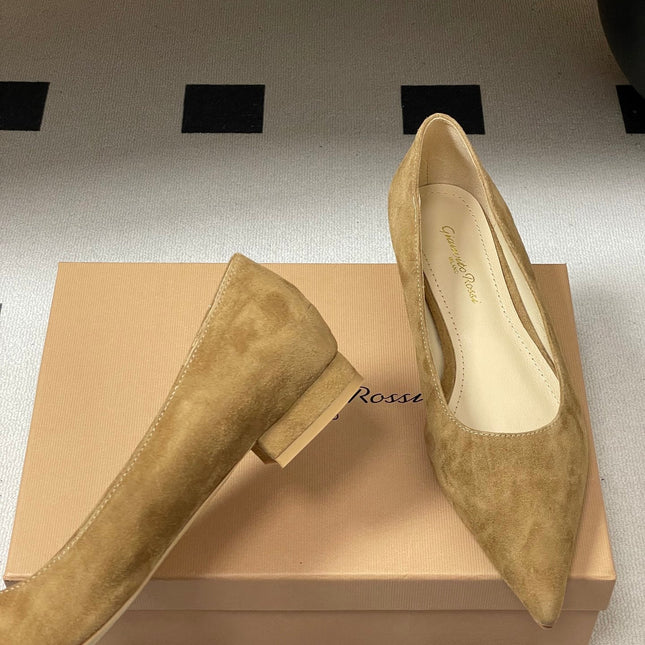GIANVITO ROSSI 26S FLATS IN LIGHT BROWN SUEDE