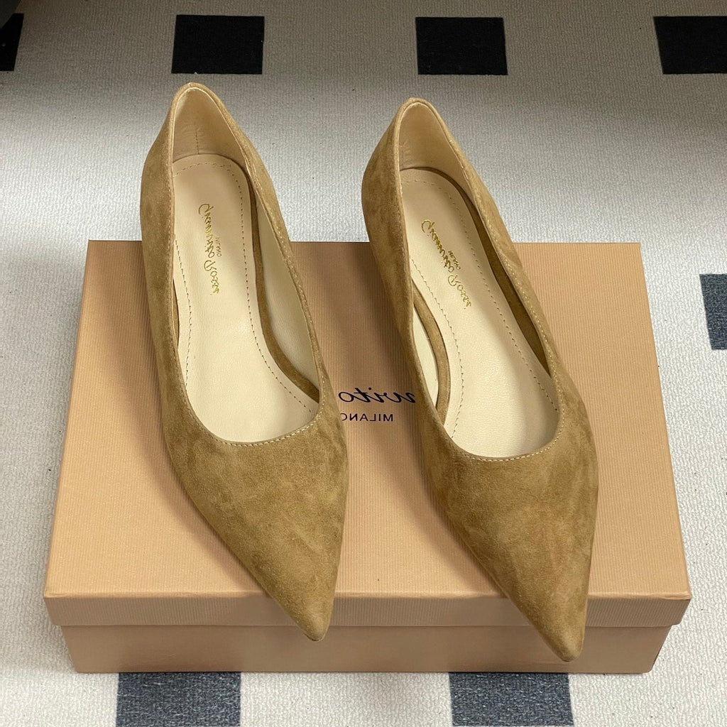 GIANVITO ROSSI 26S FLATS IN LIGHT BROWN SUEDE