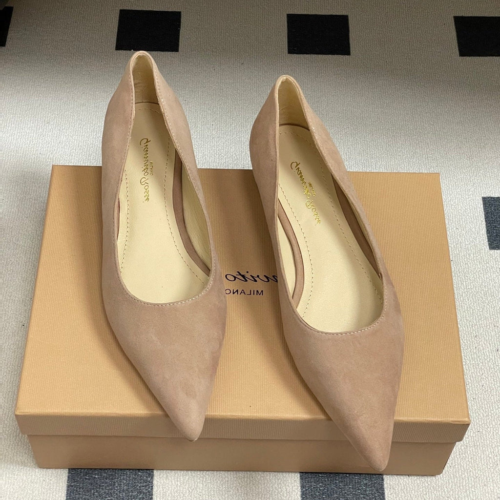 GIANVITO ROSSI 26S FLATS IN NUDE SUEDE