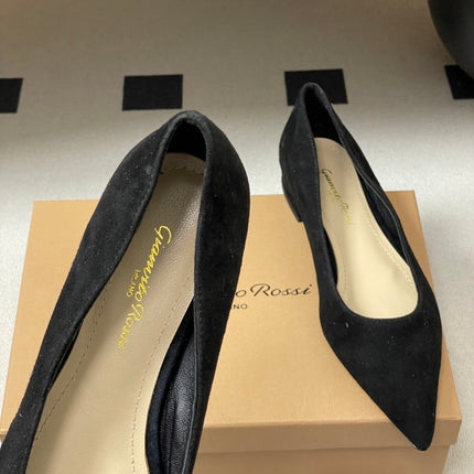 GIANVITO ROSSI 26S FLATS IN BLACK SUEDE