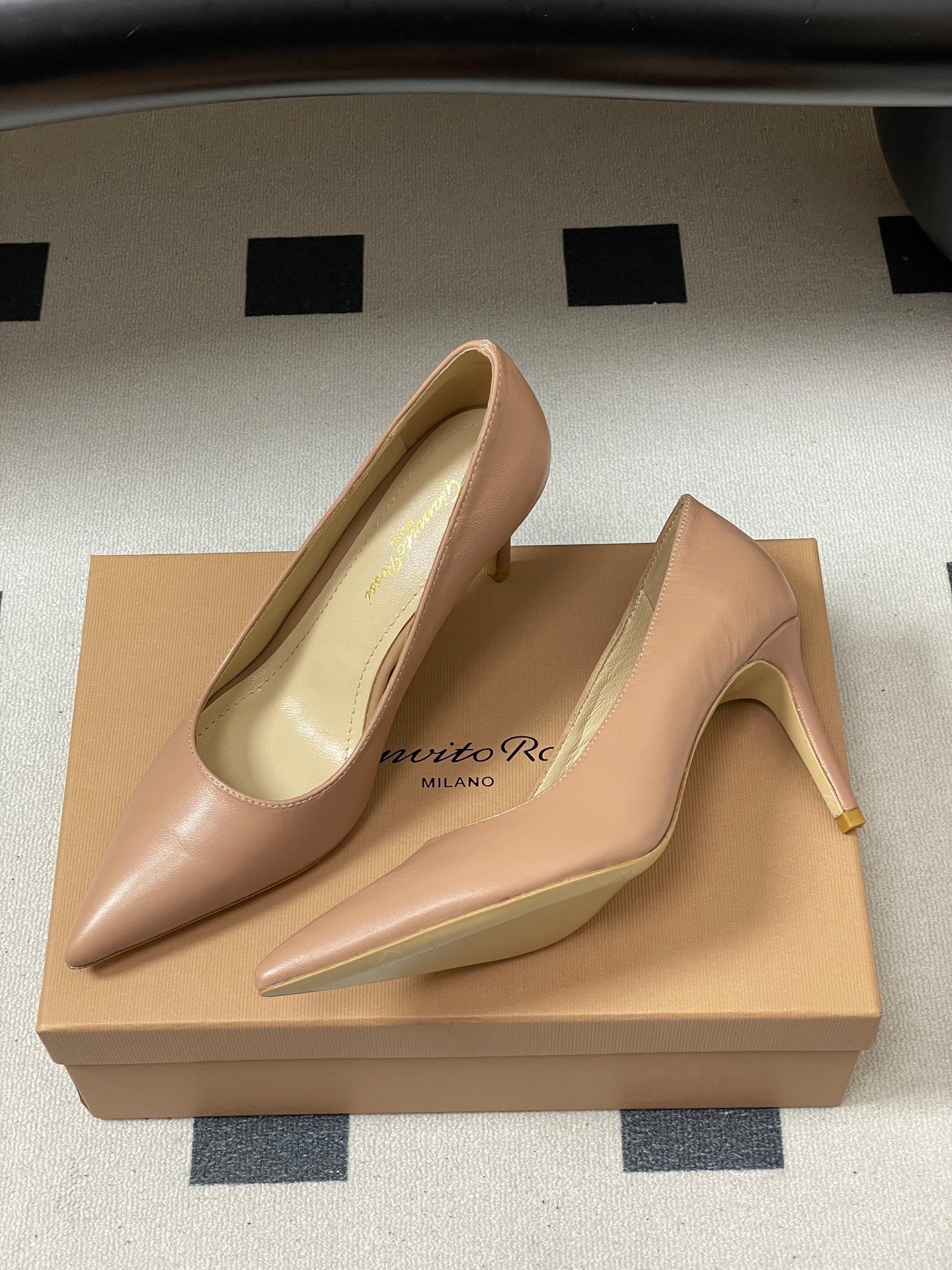 GIANVITO ROSSI 26S HIGH HEELS 85 MM IN NUDE CALFSKIN