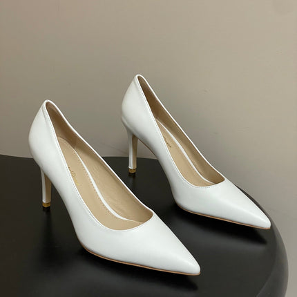 GIANVITO ROSSI 26S HIGH HEELS 85 MM IN WHITE CALFSKIN