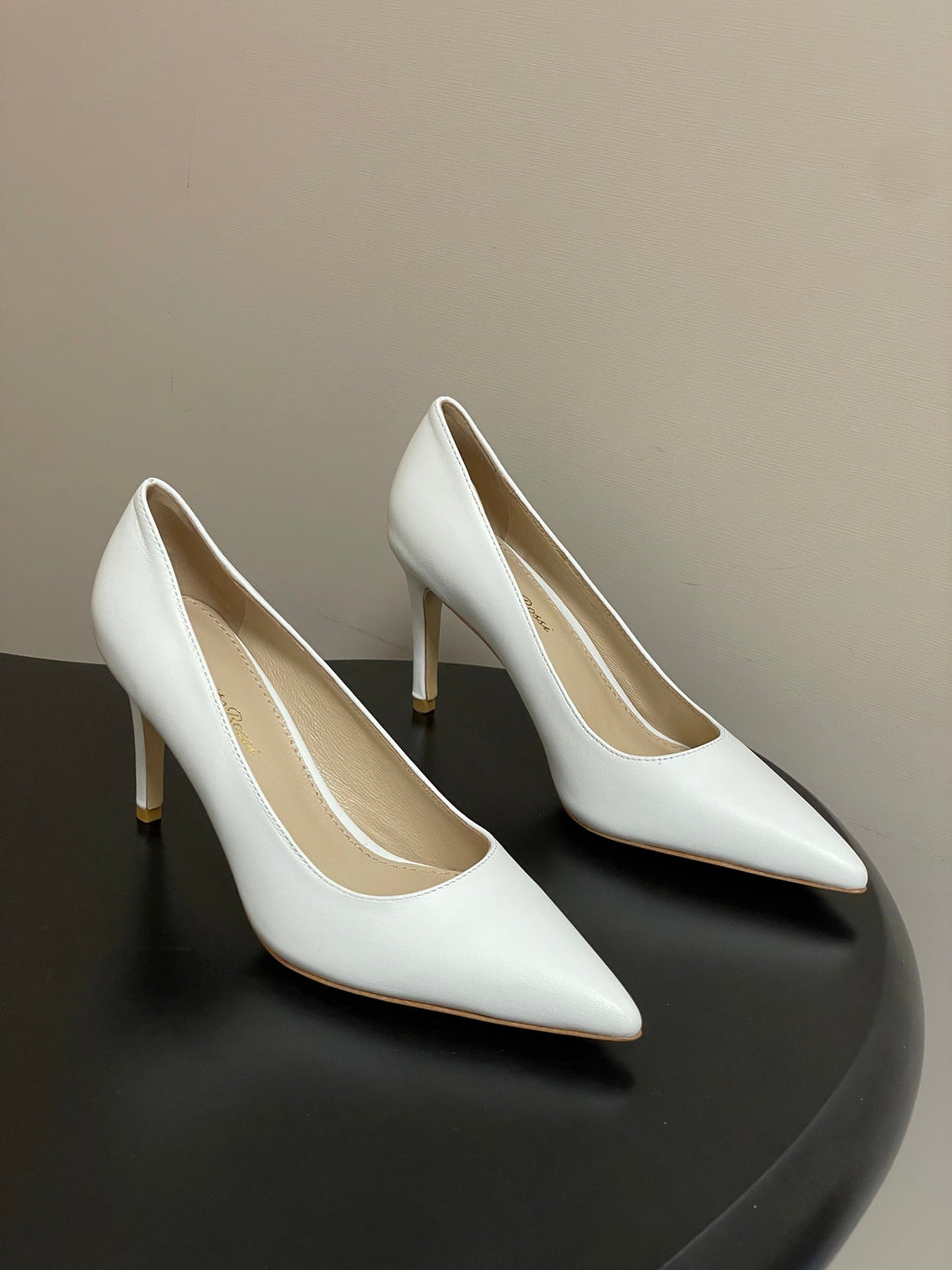 GIANVITO ROSSI 26S HIGH HEELS 85 MM IN WHITE CALFSKIN