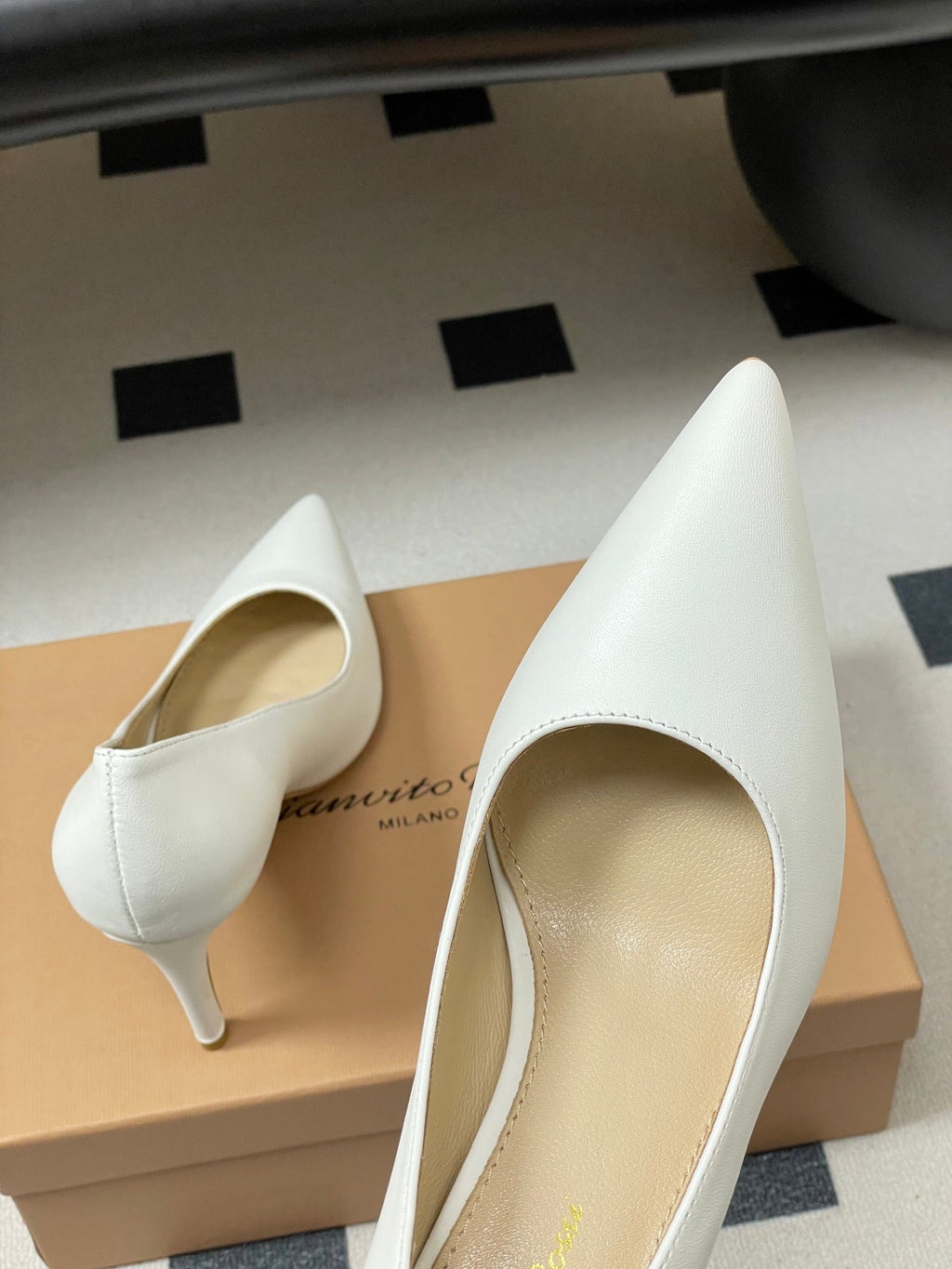 GIANVITO ROSSI 26S HIGH HEELS 85 MM IN WHITE CALFSKIN
