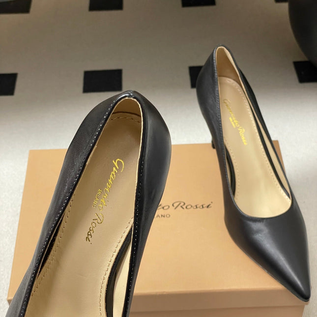 GIANVITO ROSSI 26S HIGH HEELS 85 MM IN BLACK CALFSKIN