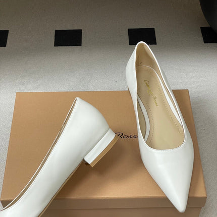 GIANVITO ROSSI 26S FLATS IN WHITE CALFSKIN