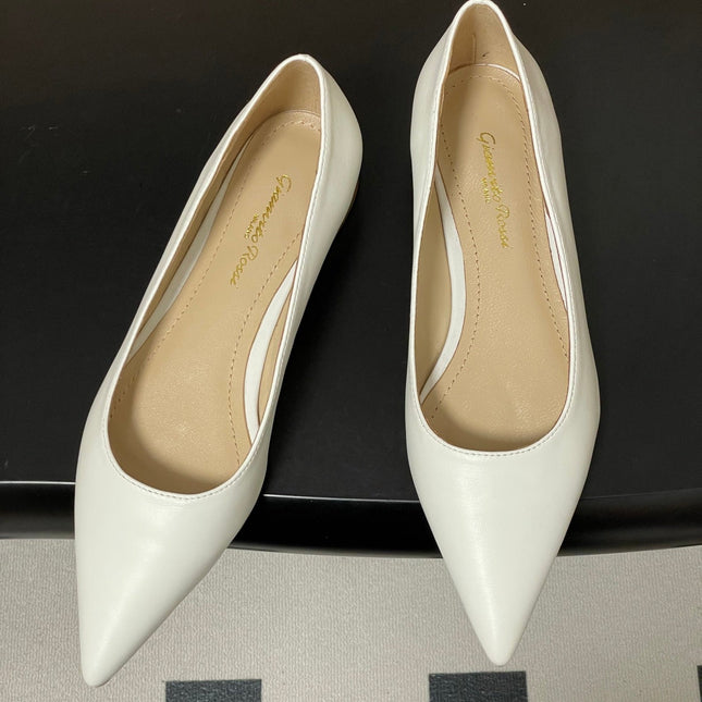 GIANVITO ROSSI 26S FLATS IN WHITE CALFSKIN