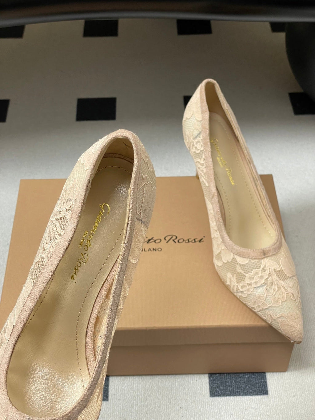 GIANVITO ROSSI 26S HIGH HEELS 85 MM IN NUDE LACE