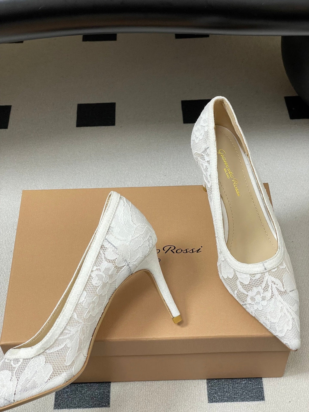 GIANVITO ROSSI 26S HIGH HEELS 85 MM IN WHITE LACE