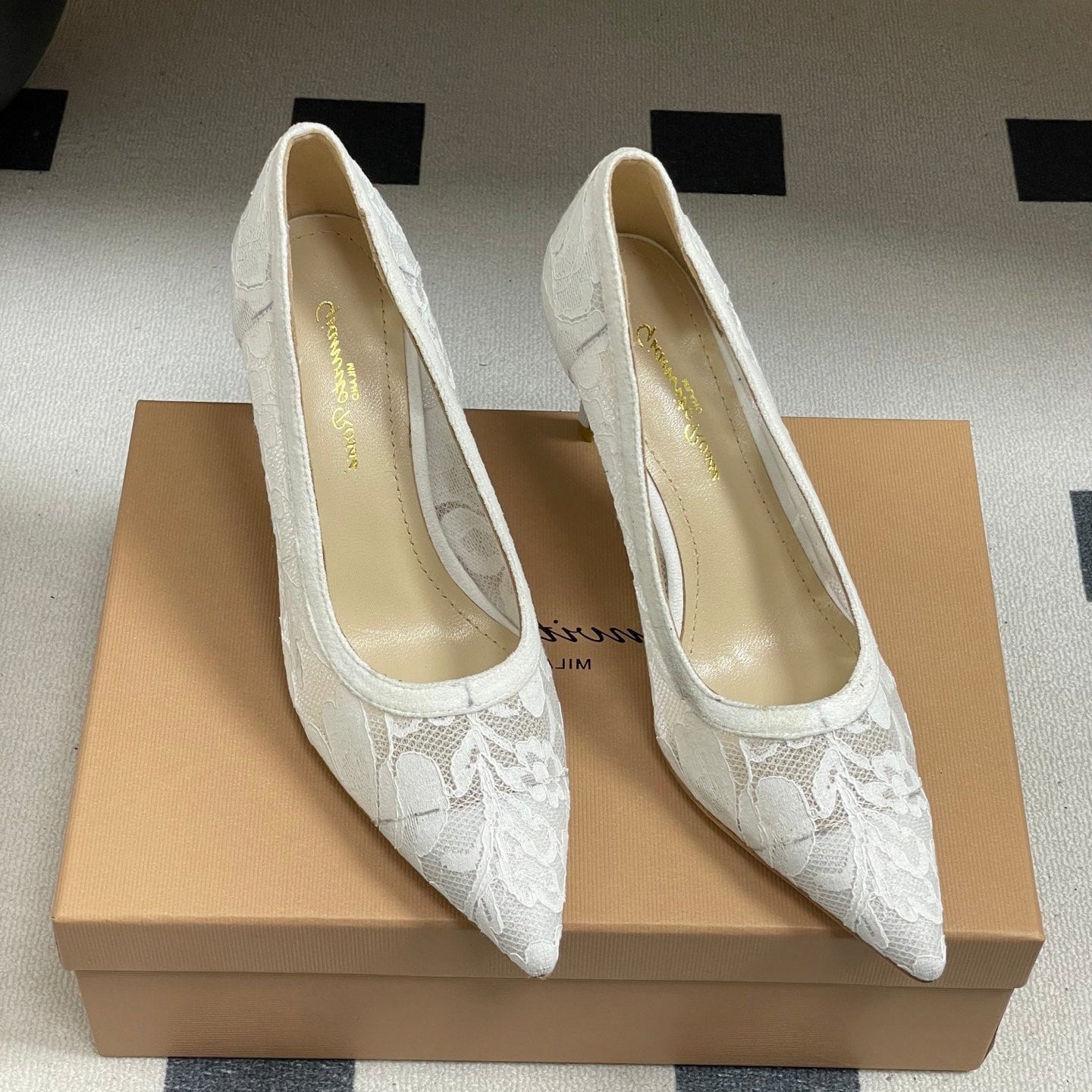 GIANVITO ROSSI 26S HIGH HEELS 85 MM IN WHITE LACE