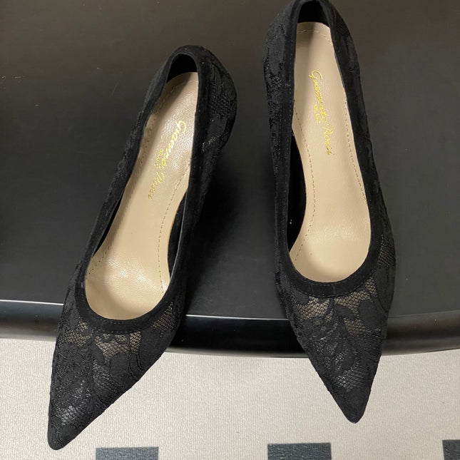 GIANVITO ROSSI 26S HIGH HEELS 85 MM IN BLACK LACE
