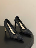 GIANVITO ROSSI 26S HIGH HEELS 85 MM IN BLACK LACE
