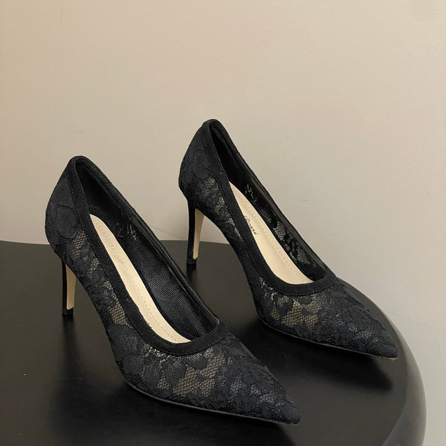 GIANVITO ROSSI 26S HIGH HEELS 85 MM IN BLACK LACE