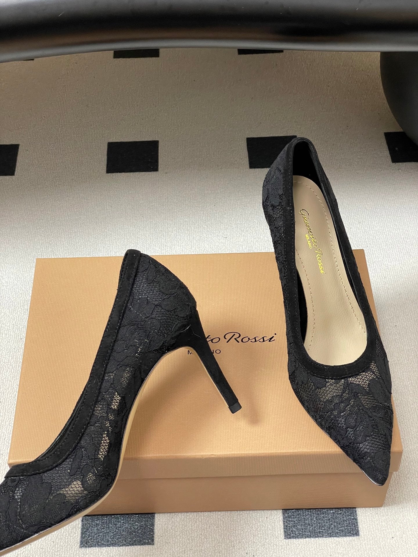 GIANVITO ROSSI 26S HIGH HEELS 85 MM IN BLACK LACE