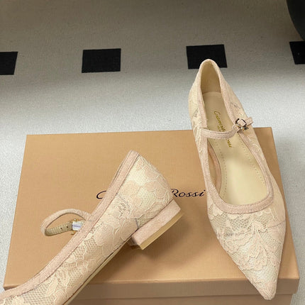 GIANVITO ROSSI 26S MARY JANE IN NUDE LACE