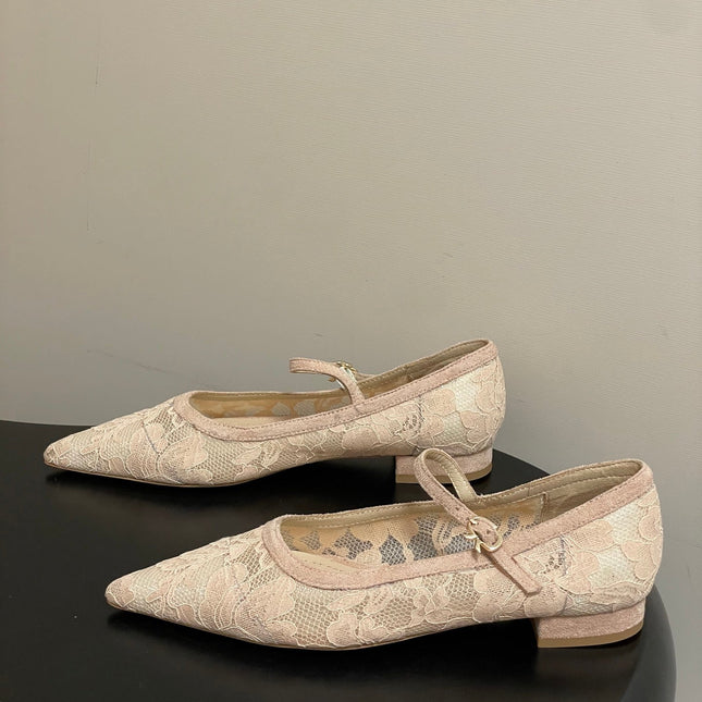 GIANVITO ROSSI 26S MARY JANE IN NUDE LACE