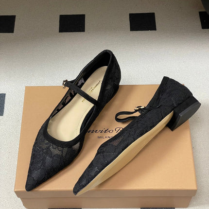 GIANVITO ROSSI 26S MARY JANE IN BLACK LACE