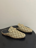 GUCCI 26S HORSEBIT LOAFER MULES IN BEIGE CANVAS