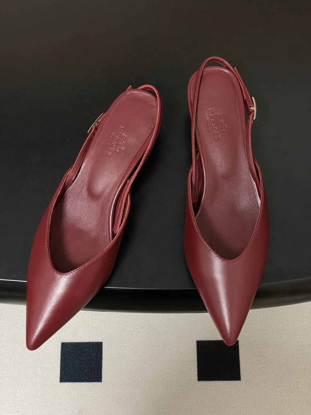 HM 26S NICOLE SLINGBACK 40MM IN BURGUNDY RED CALFSKIN SILVER HARDWARE