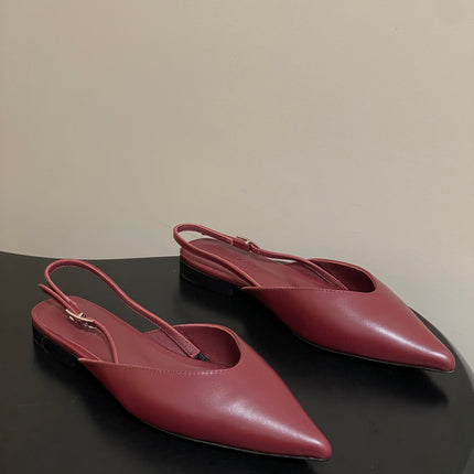 HM 26S NICOLE SLINGBACK IN BURGUNDY RED CALFSKIN SILVER HARDWARE