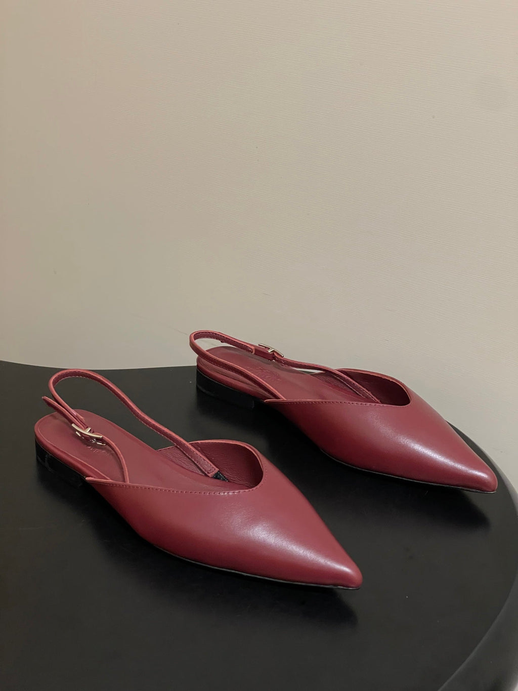 HM 26S NICOLE SLINGBACK IN BURGUNDY RED CALFSKIN SILVER HARDWARE