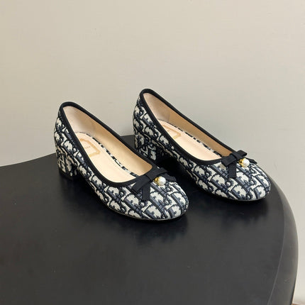 DIOR 26S MARY JANE HIGH HEELS 35MM IN BLACK DIOR OBLIQUE EMBROIDERED CANVAS WITH BOW