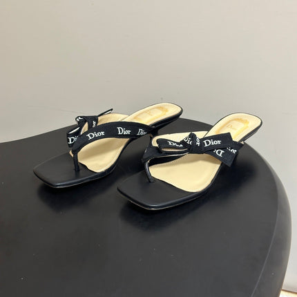 DIOR 26S HIGH-HEEL THONG SANDAL 30MM IN BLACK EMBROIDERED CANVAS AND CALFSKIN