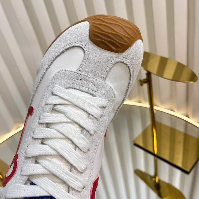 LOEWE 26S RUNNER 2.0 SNEAKERS IN WHITE FABRIC AND SUEDE STYLE 1