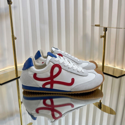 LOEWE 26S RUNNER 2.0 SNEAKERS IN WHITE FABRIC AND SUEDE STYLE 1