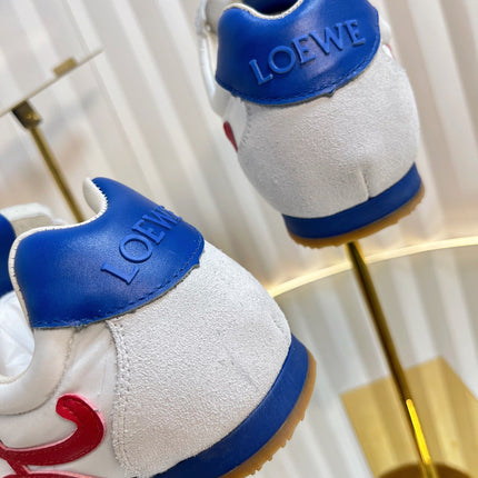LOEWE 26S RUNNER 2.0 SNEAKERS IN WHITE FABRIC AND SUEDE STYLE 1
