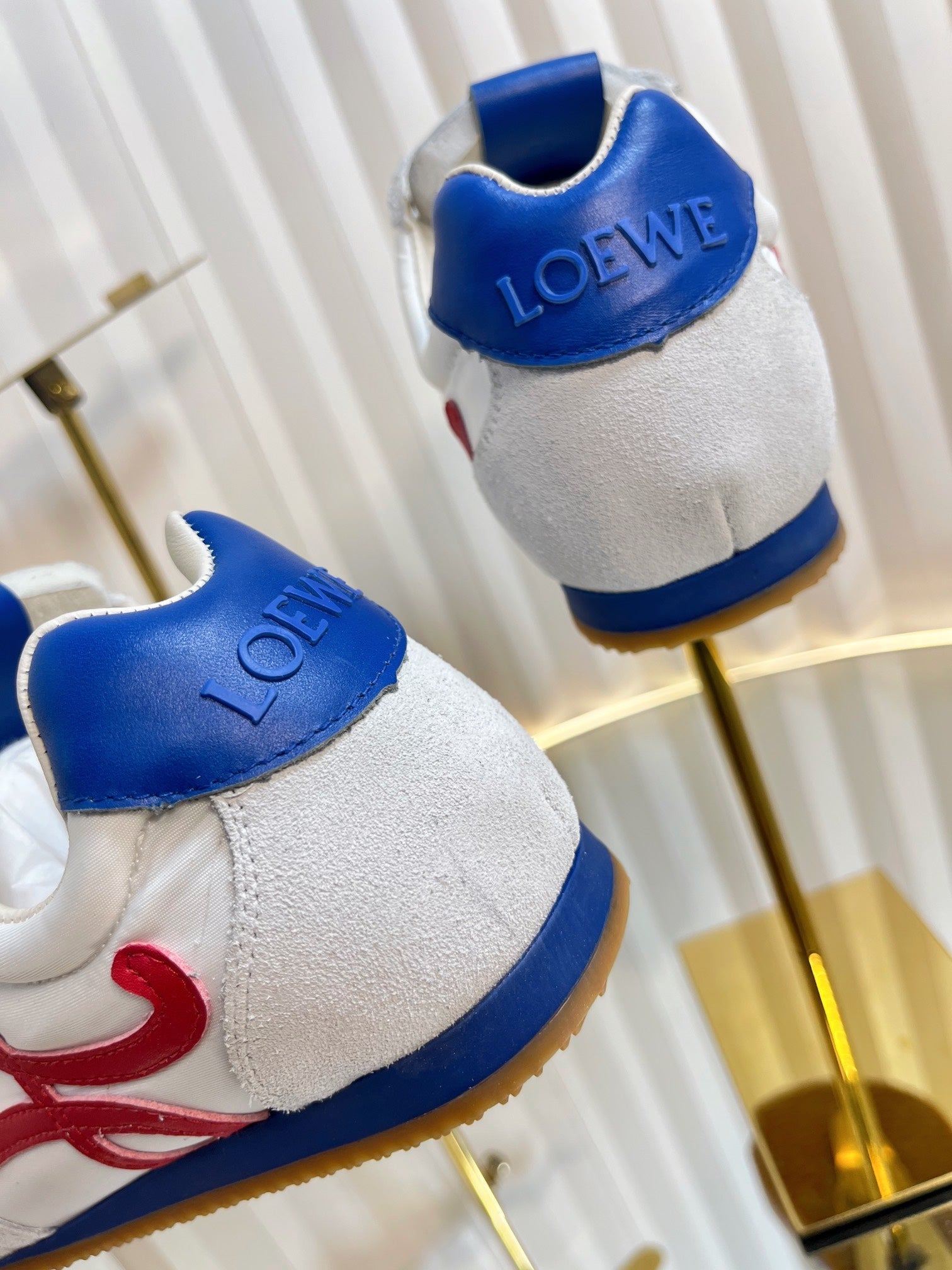 LOEWE 26S RUNNER 2.0 SNEAKERS IN WHITE FABRIC AND SUEDE STYLE 1