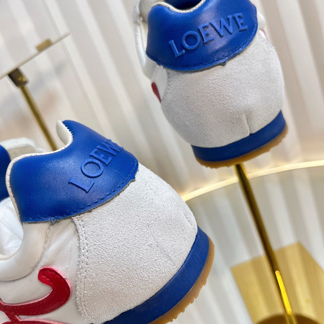 LOEWE 26S RUNNER 2.0 SNEAKERS IN WHITE FABRIC AND SUEDE STYLE 1