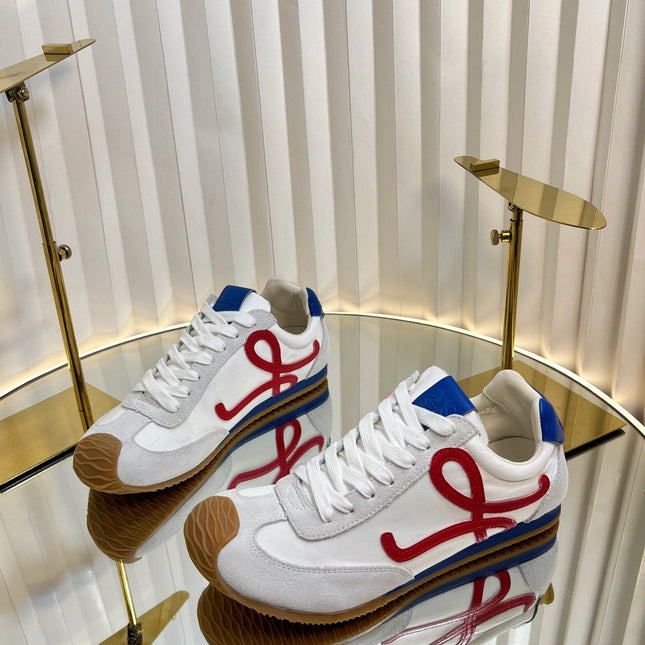 LOEWE 26S RUNNER 2.0 SNEAKERS IN WHITE FABRIC AND SUEDE STYLE 1