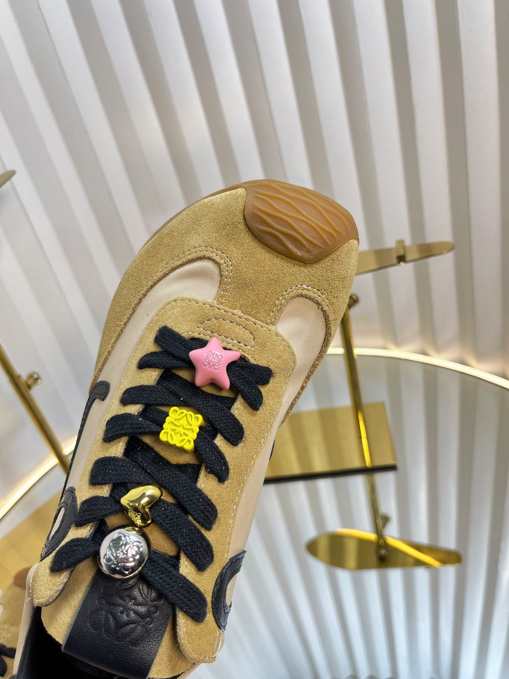 LOEWE 26S RUNNER 2.0 SNEAKERS IN SAND BEIGE FABRIC AND SUEDE