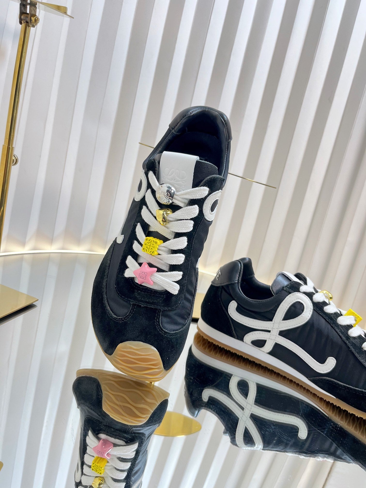 LOEWE 26S RUNNER 2.0 SNEAKERS IN BLACK FABRIC AND SUEDE
