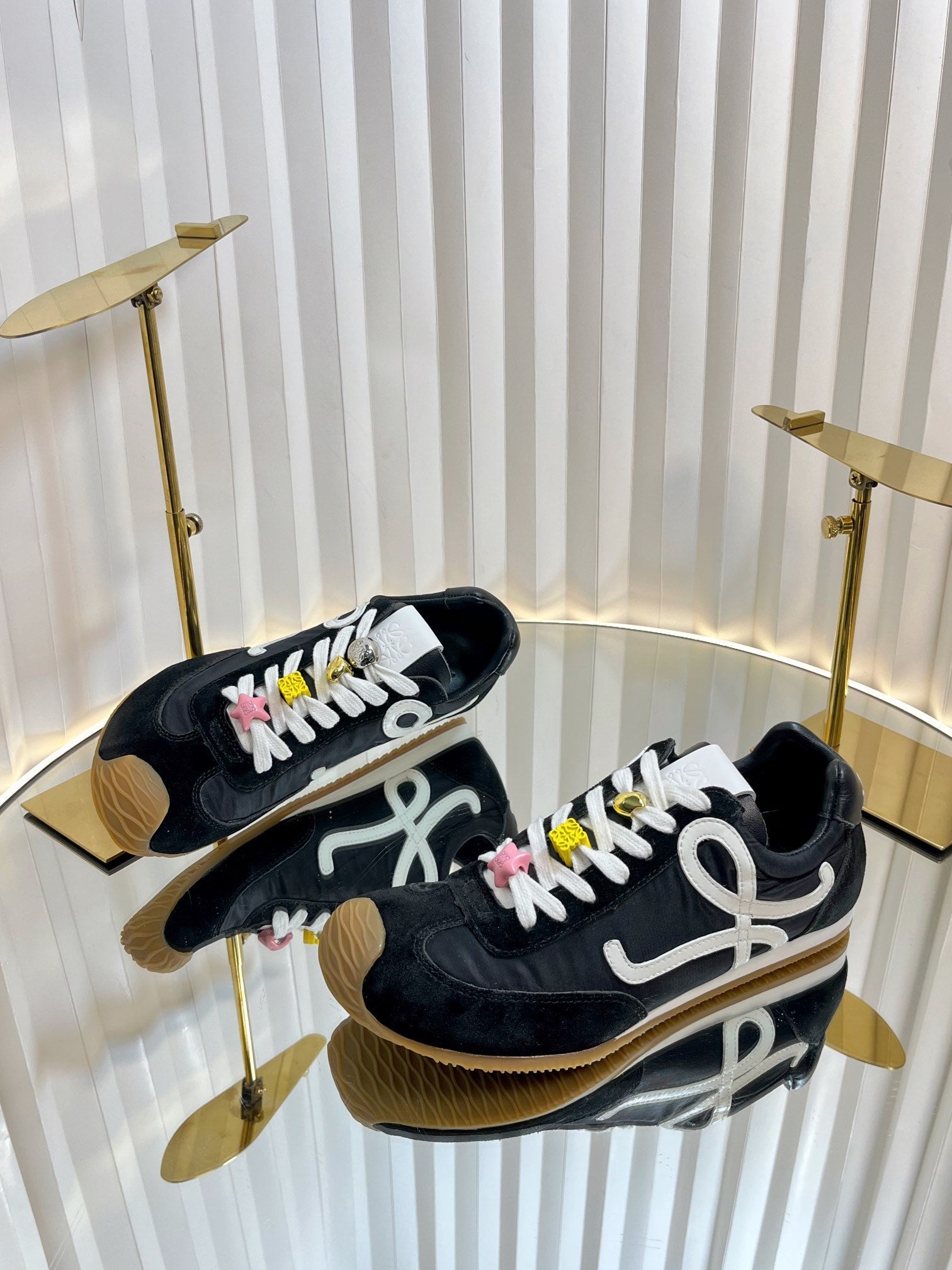 LOEWE 26S RUNNER 2.0 SNEAKERS IN BLACK FABRIC AND SUEDE