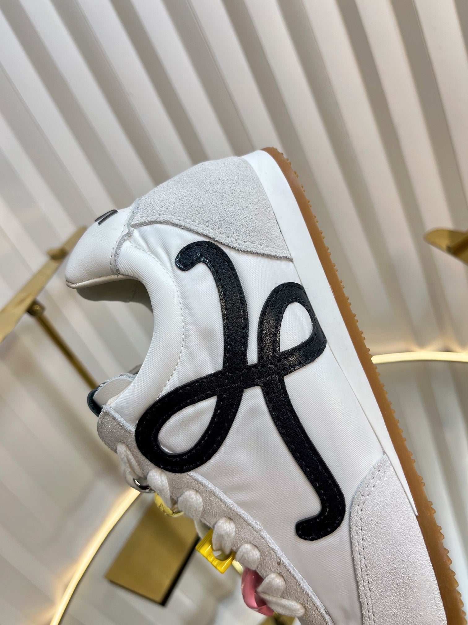 LOEWE 26S RUNNER 2.0 SNEAKERS IN WHITE FABRIC AND SUEDE
