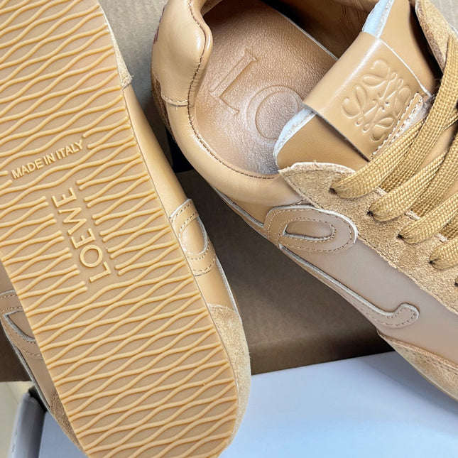 LOEWE 26S RUNNER 2.0 SNEAKERS IN BROWN CALFSKIN AND SUEDE