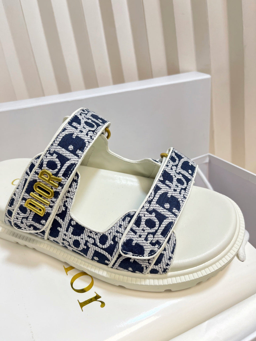 DIORACT SLIDES 25MM IN NAVY BLUE TWEED
