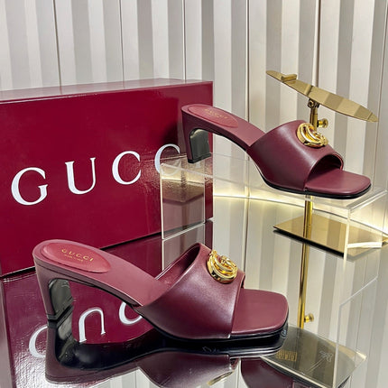 GUCCI 26S HIGH-HEELED SANDALS 45 MM IN DARK RED CALFSKIN