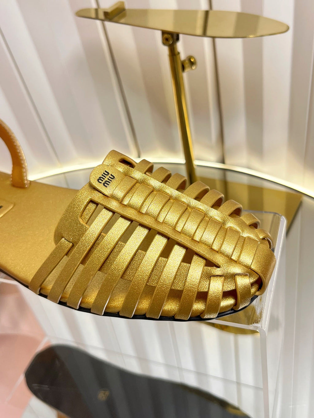 MIUMIU 26S SLINGBACK SANDALS IN GOLD CALFSKIN