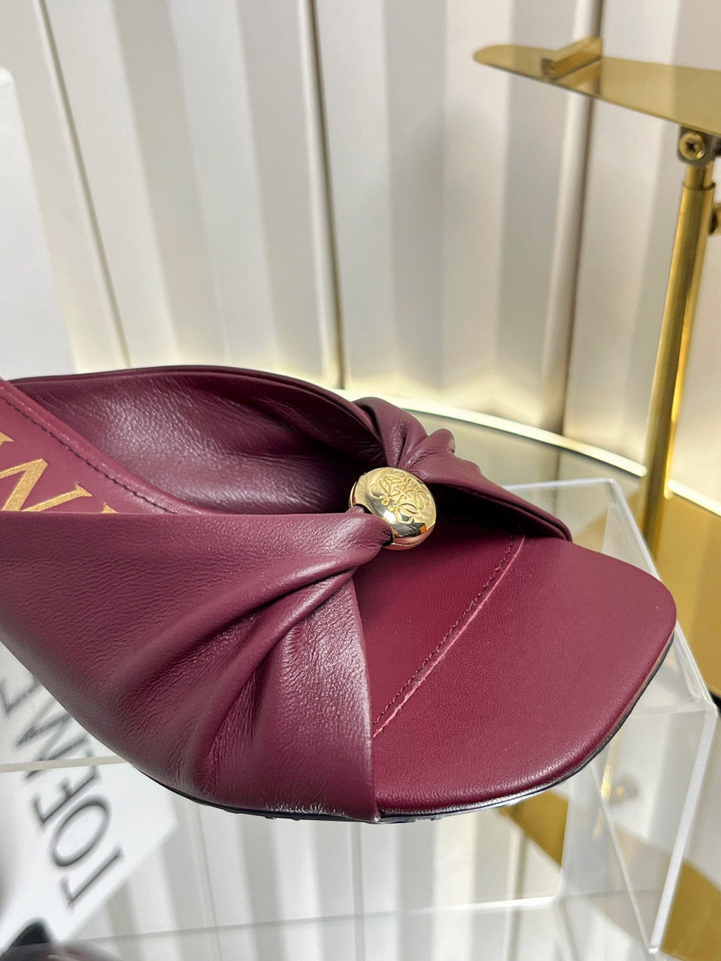 LOEWE 26S HEELED SANDALS 45 MM IN DARK RED CALFSKIN