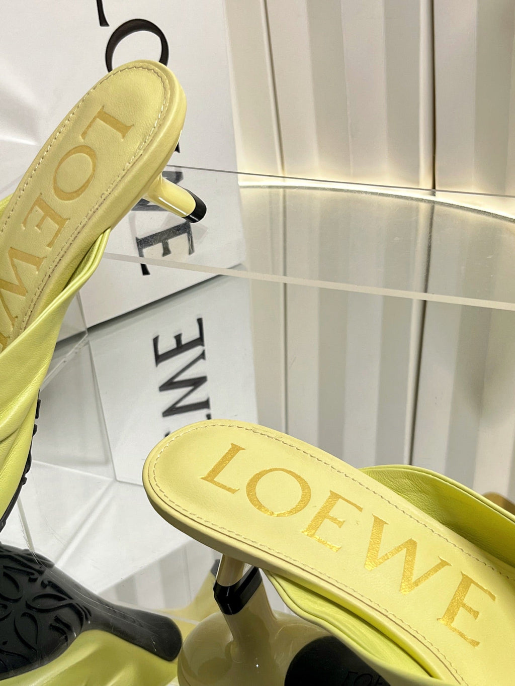 LOEWE 26S HEELED SANDALS 45 MM IN LIGHT YELLOW CALFSKIN