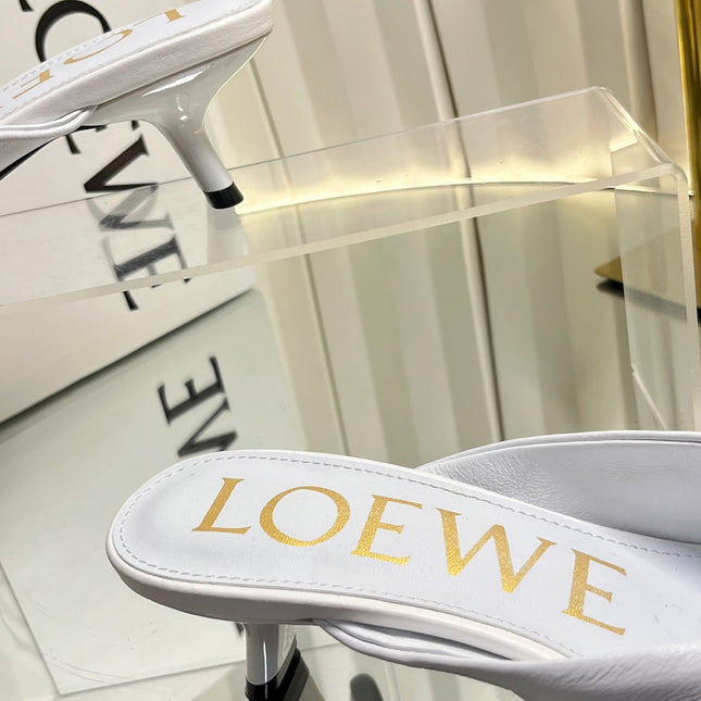 LOEWE 26S HEELED SANDALS 45 MM IN WHITE CALFSKIN