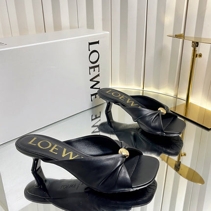 LOEWE 26S HEELED SANDALS 45 MM IN BLACK CALFSKIN