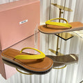 MIUMIU 26S THONG FLAT SANDALS IN YELLOW CALFSKIN