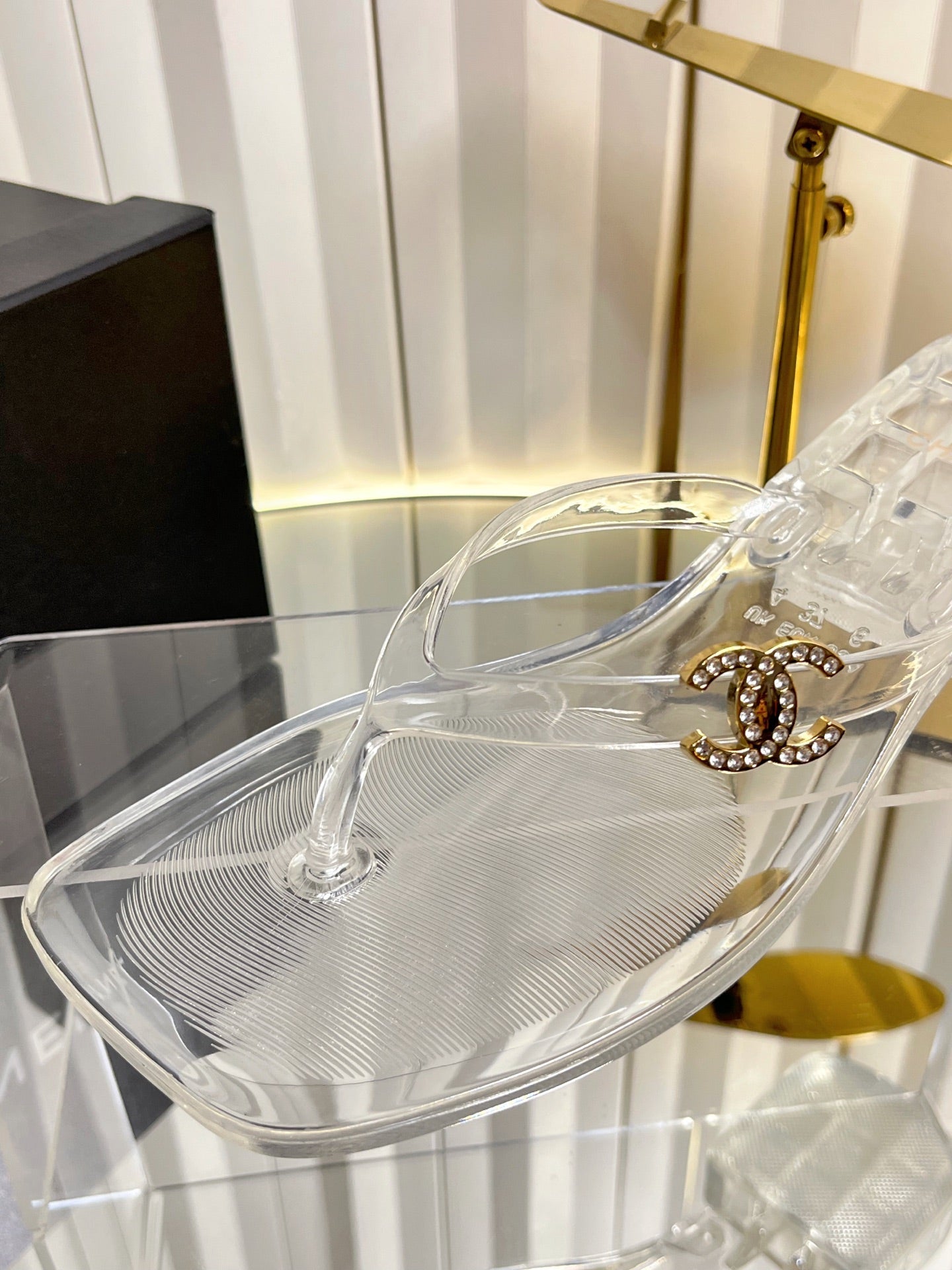 CHANEL 26S THONG SANDALS IN TRANSPARENT WHITE PVC