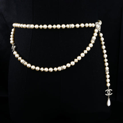 CHANEL 25S CHAIN BELT IN WHITE PEARL 614476